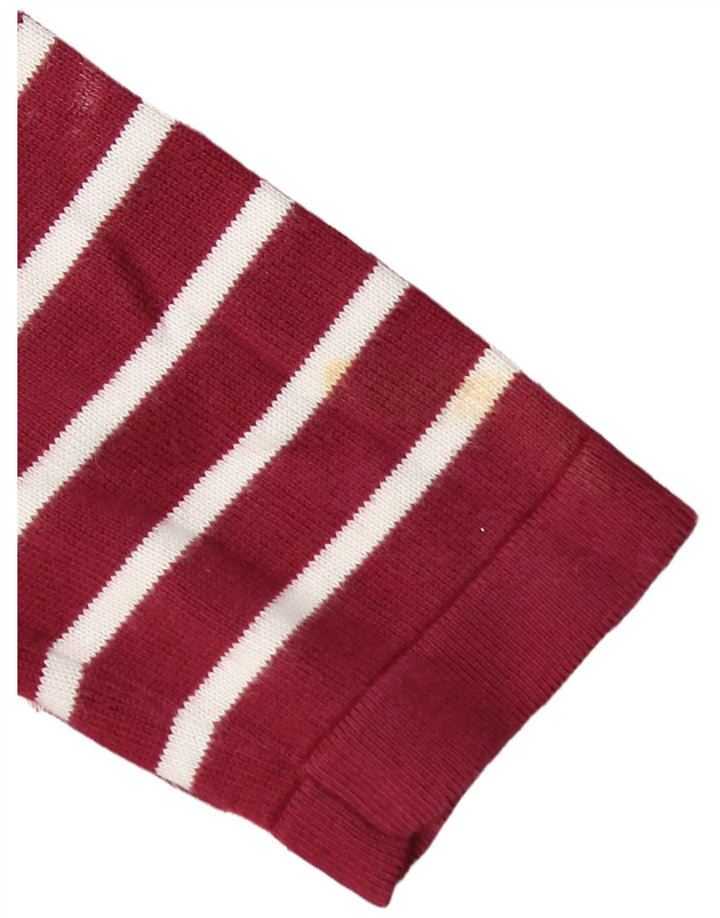 CREW CLOTHING Abito maglione da donna UK 8 Piccolo cotone a righe bordeaux