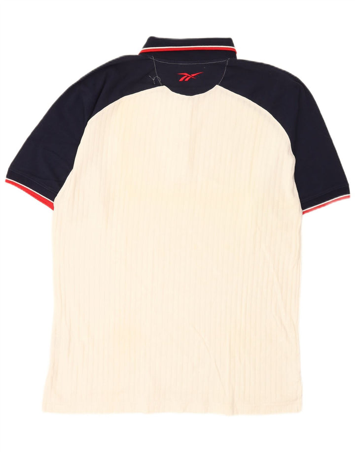 Polo Reebok da uomo in cotone color block bianco medio