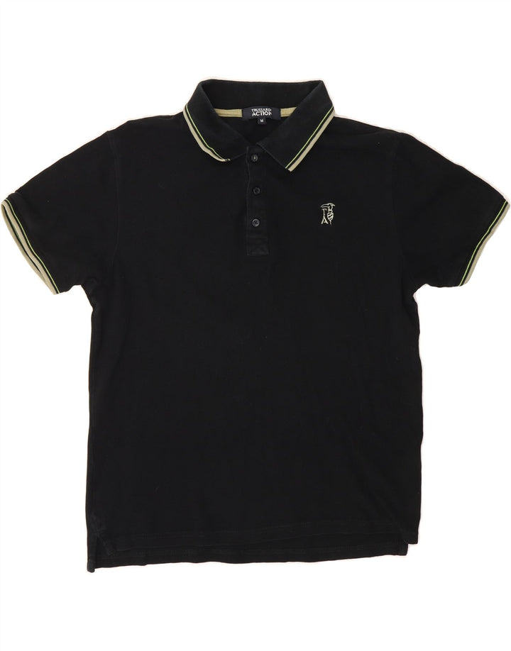 TRUSSARDI Mens Polo Shirt Medium Black Cotton Vintage Trussardi and Second-Hand Trussardi from Messina Hembry 