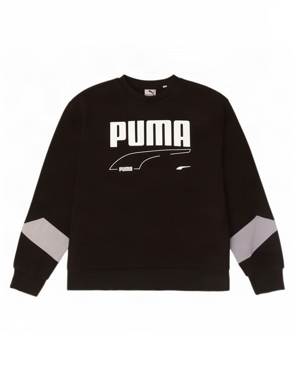 Felpa grafica da uomo Puma Jumper XL in cotone color block nero
