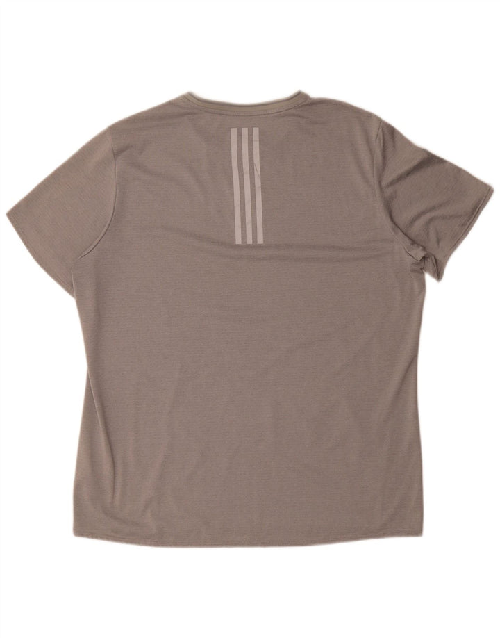T-shirt da corsa da uomo Adidas Top XL poliestere a righe grigie
