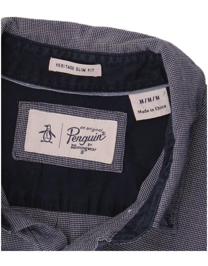 Camicia Penguin Heritage da uomo slim fit media rayon geometrico blu navy