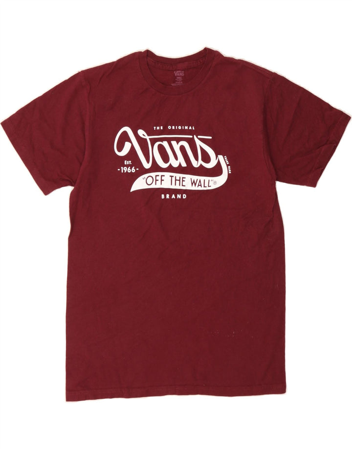 VANS Mens Graphic T-Shirt Top Small Burgundy Vintage Vans and Second-Hand Vans from Messina Hembry 