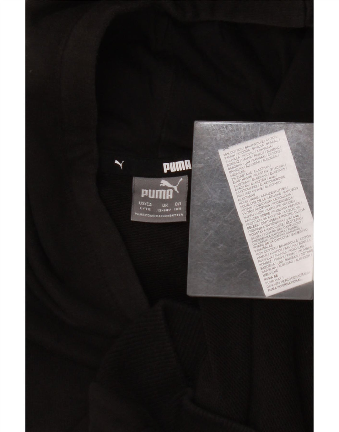 Felpa con cappuccio grafica PUMA per ragazze 13-14 anni in cotone nero