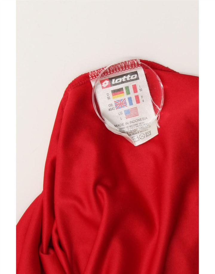 Polo da uomo Lotto UK 40/42 Poliestere a righe grandi rosse