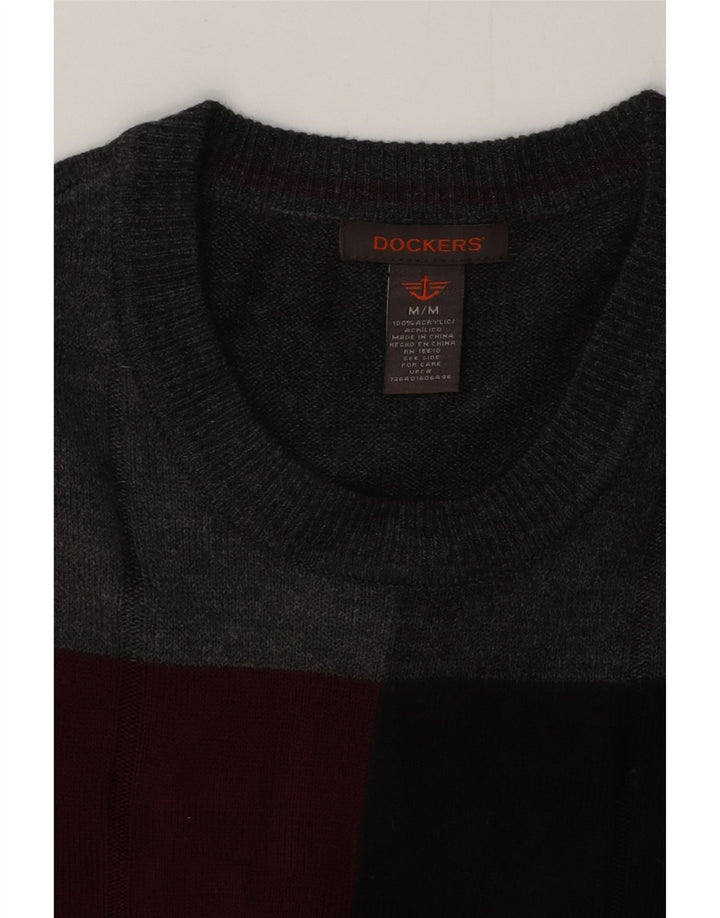 DOCKERS Maglione girocollo da uomo in acrilico color block grigio medio