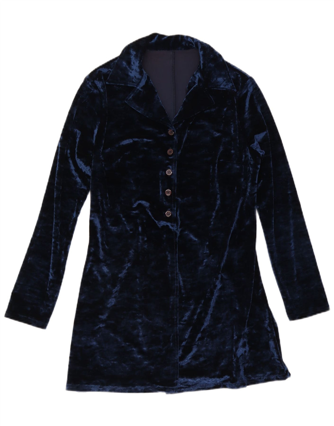Camicetta camicia lunga da donna vintage IT 44 Poliestere medio blu navy