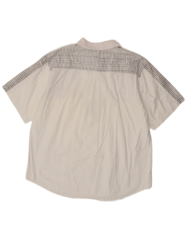 Camicia pullover vintage da uomo a maniche corte IT 52/54 a righe bianche grandi