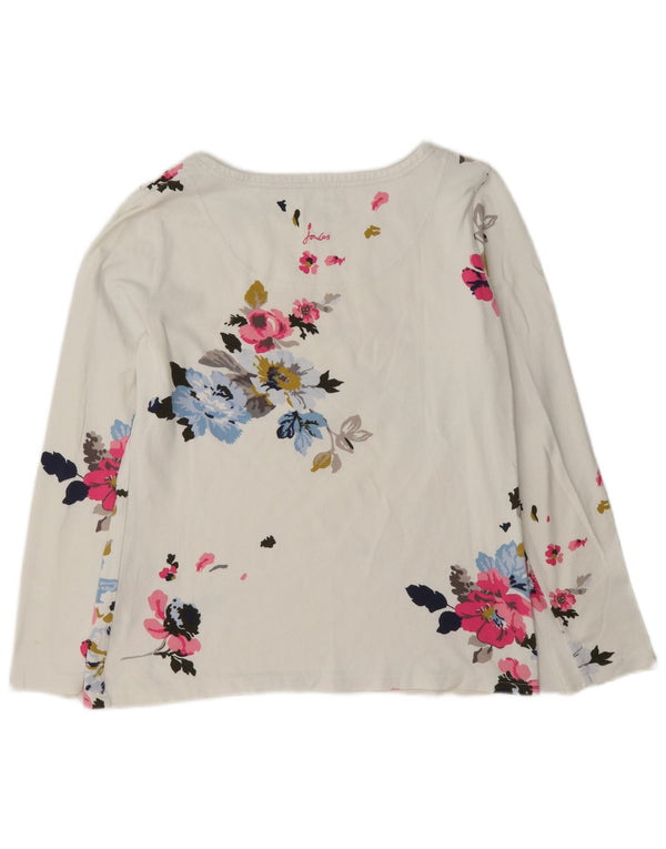 Joules Top da donna a maniche lunghe UK 10 Piccolo cotone floreale bianco