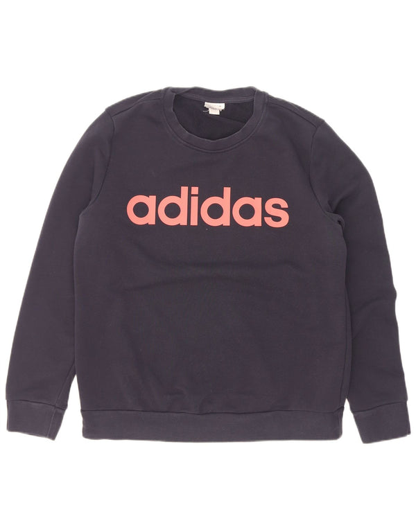 Felpa grafica da donna Adidas Jumper UK 14 Medium Navy Blue