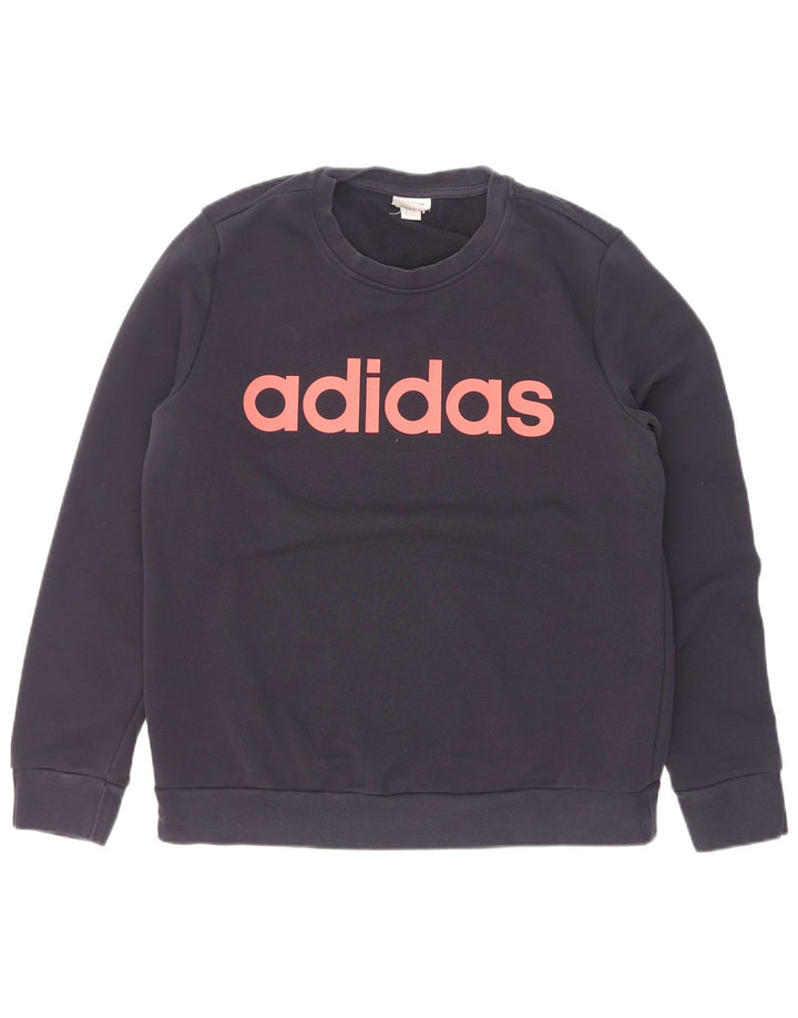 Felpa grafica da donna Adidas Jumper UK 14 Medium Navy Blue