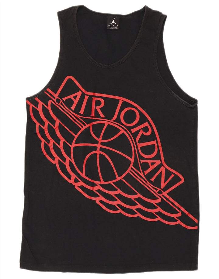 JORDAN Mens Graphic Vest Top Medium Black Cotton