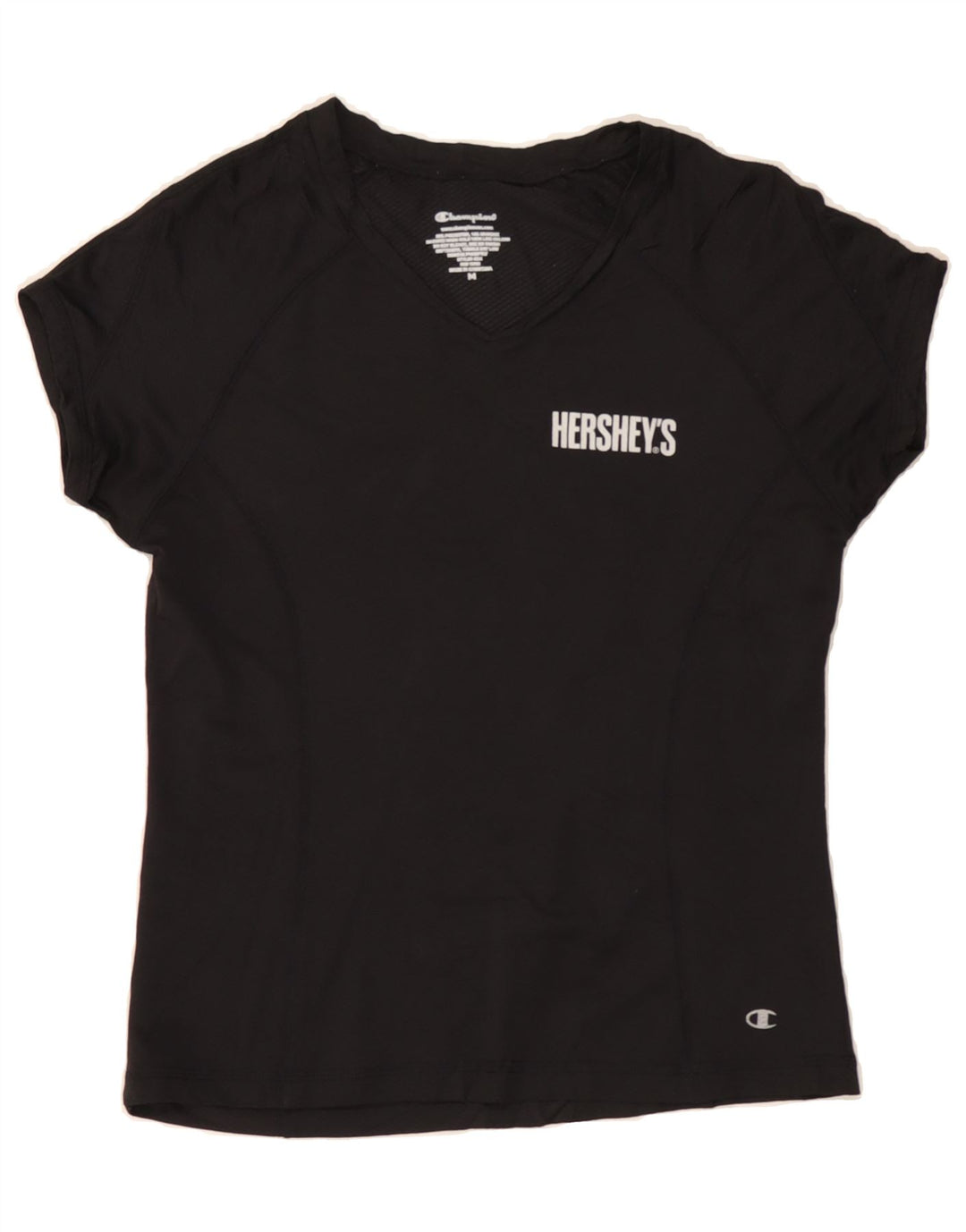 CHAMPION Womens T-Shirt Top UK 12 Medium Black Polyester Vintage Champion and Second-Hand Champion from Messina Hembry 