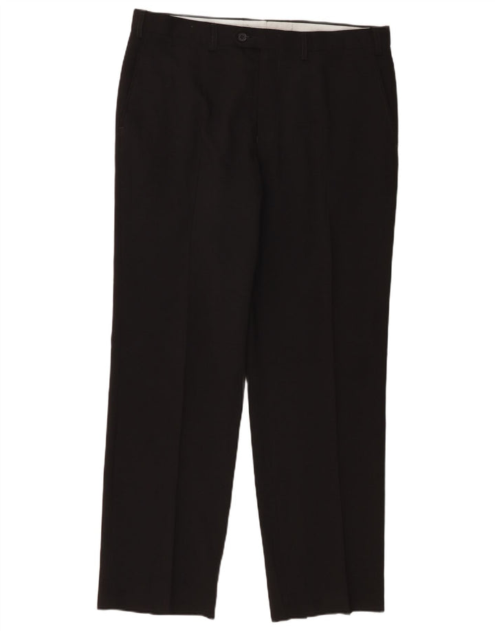Pantaloni da abito dritti da uomo Marks & Spencer W36 L31 poliestere nero