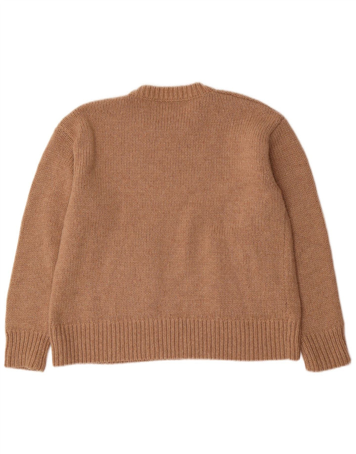 Maglione maglione girocollo oversize da donna Zara UK 10 piccolo poliestere marrone