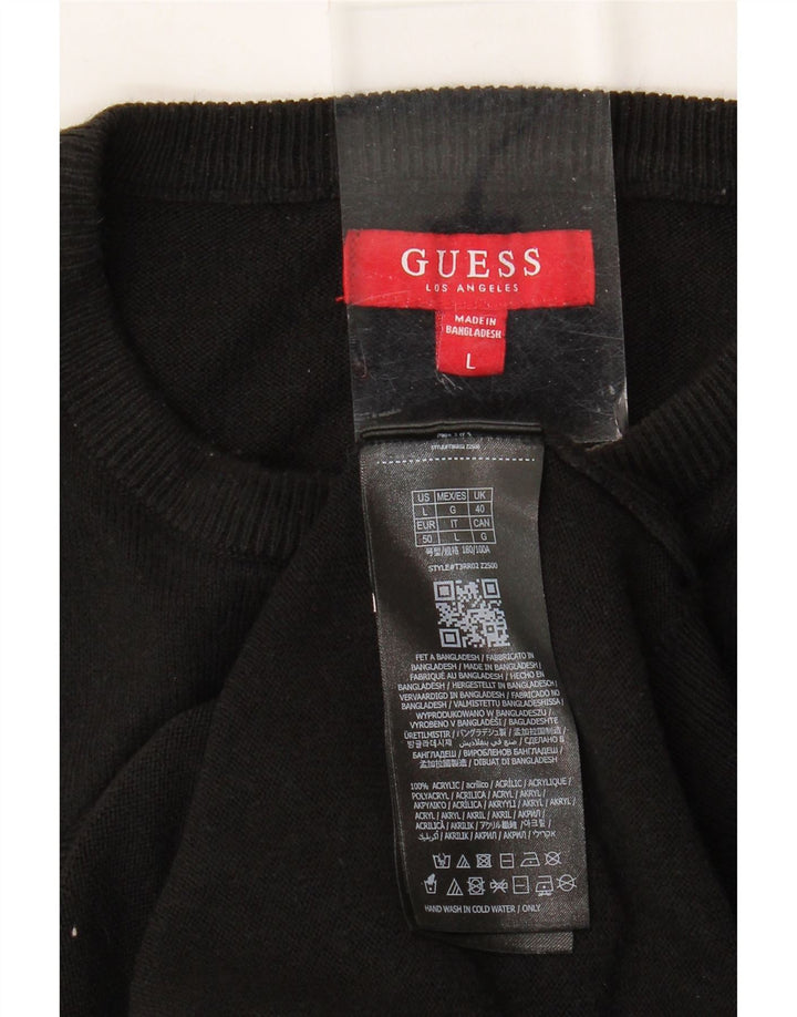 GUESS Maglione maglione girocollo da uomo grande acrilico nero