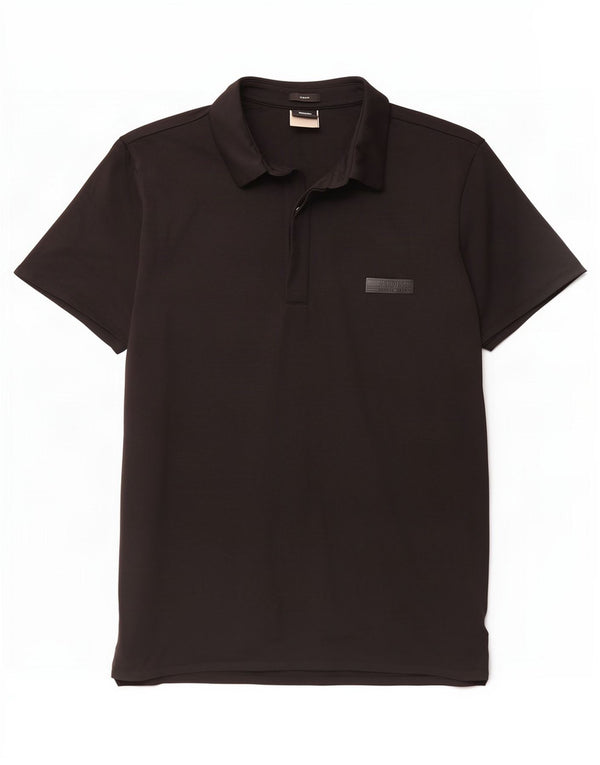 Polo Hugo Boss da uomo slim fit media nera in poliammide