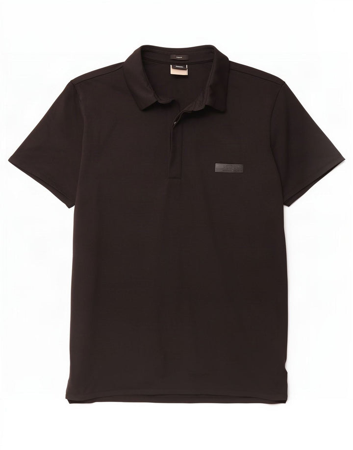 Polo Hugo Boss da uomo slim fit media nera in poliammide