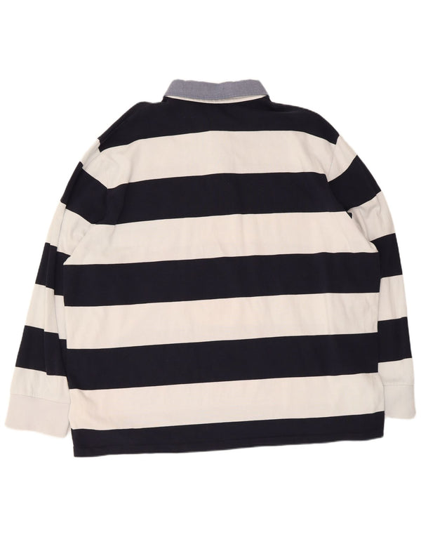 Polo da rugby da uomo a maniche lunghe Gant 5XL cotone a righe blu navy