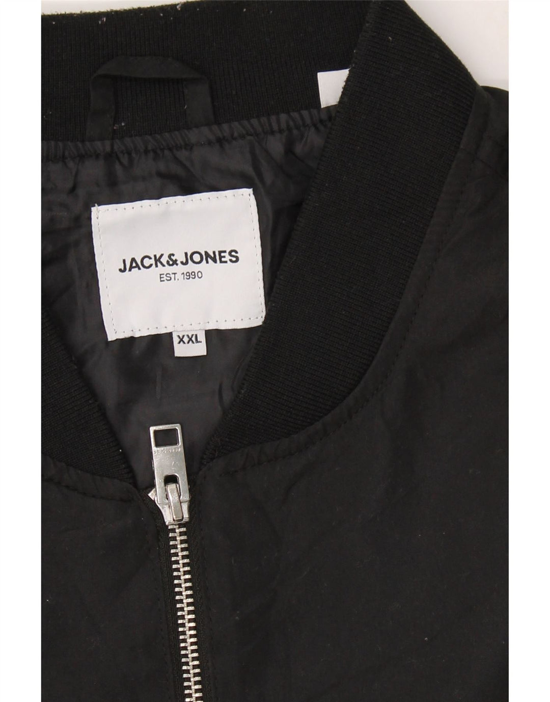 JACK & JONES Mens Bomber Jacket UK 44 2XL Black Vintage Jack & Jones and Second-Hand Jack & Jones from Messina Hembry 