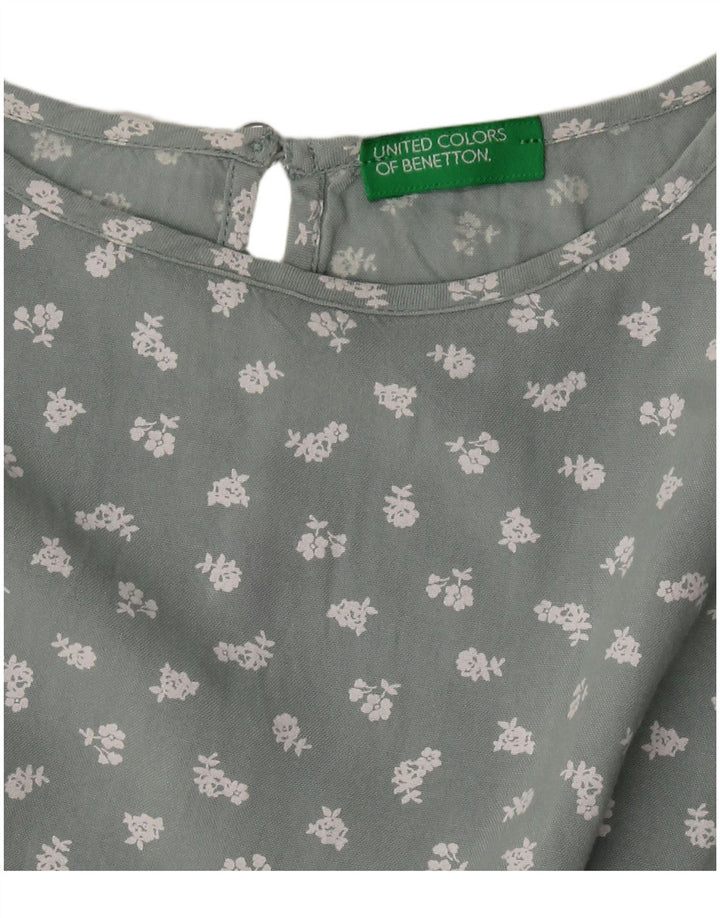 Abito Basic Bambina BENETTON 11-12 Anni Verde Floreale