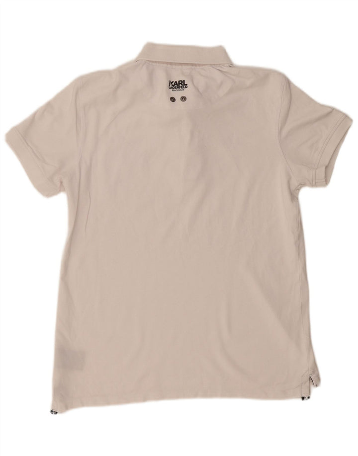 Polo da uomo Karl Lagerfeld in cotone bianco medio