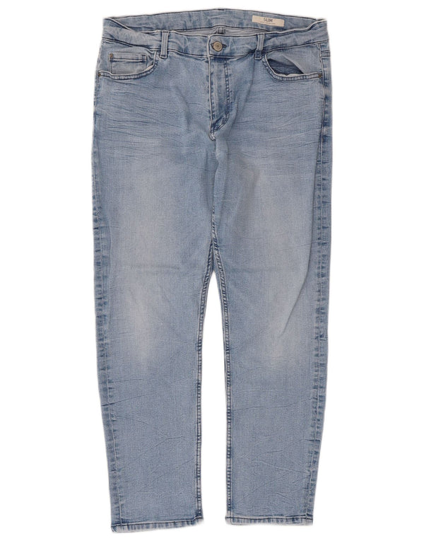 Jeans crop slim da donna Marks & Spencer UK 16 Large W32 L25 cotone blu