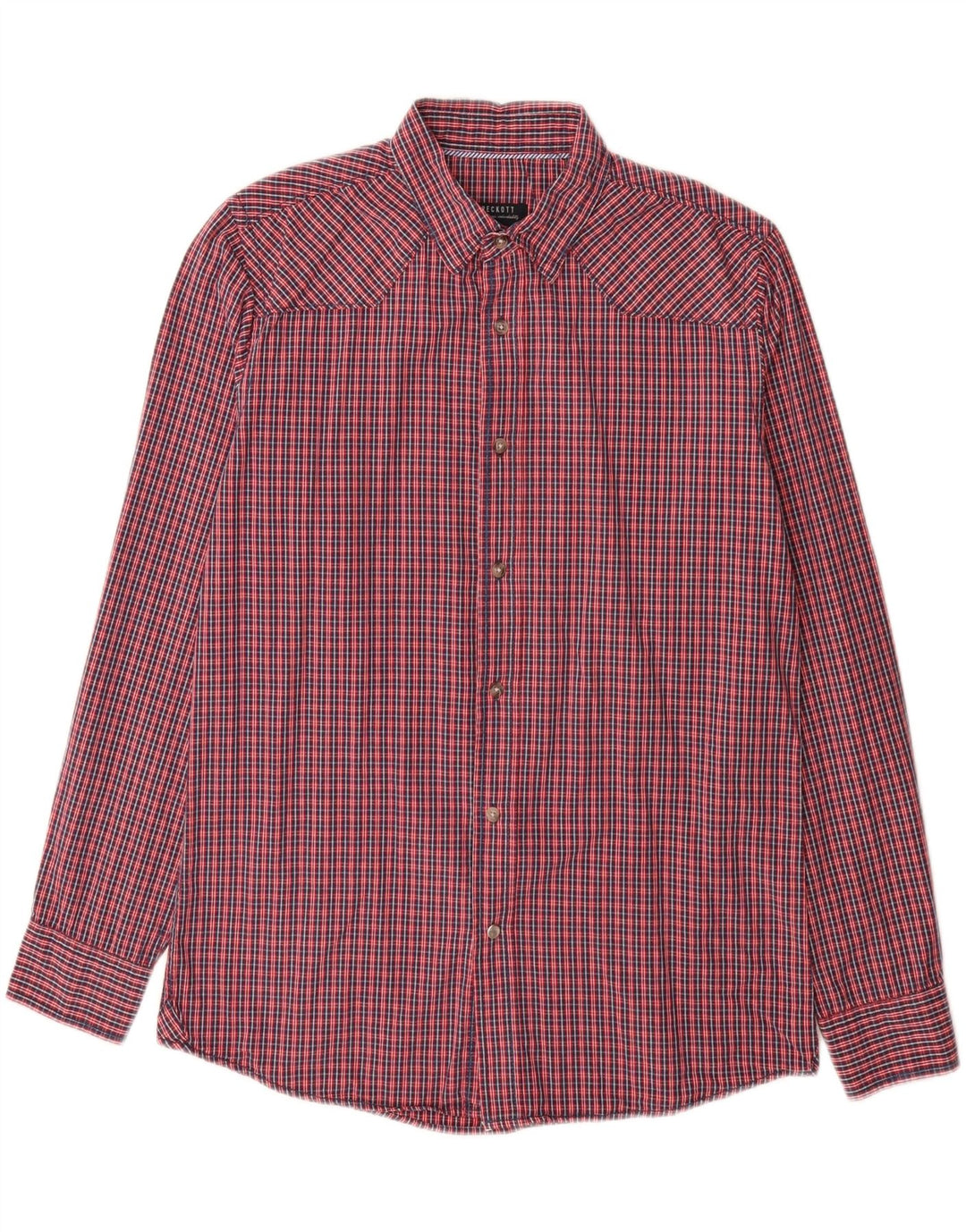 PECKOTT Mens Shirt Medium Red Check Cotton Vintage Peckott and Second-Hand Peckott from Messina Hembry 