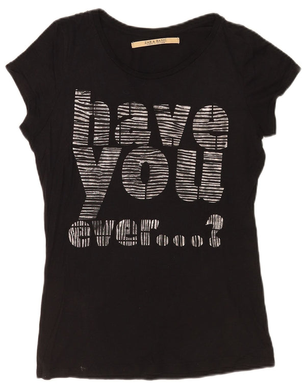 T-shirt grafica da donna Zara Top UK 12 media nera