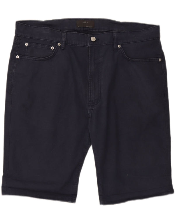 Pantaloncini casual da uomo Marks & Spencer W38 XL cotone blu navy
