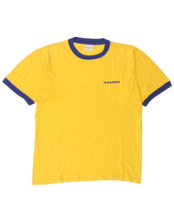 T-shirt Diadora Uomo Top Large Giallo Colorblock in cotone