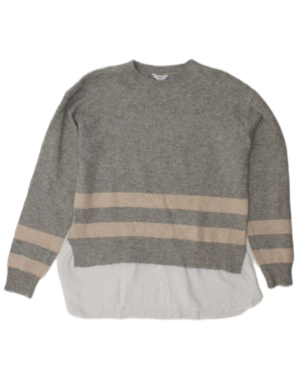 Maglione maglione girocollo da donna M&Co UK 10 piccolo poliestere a righe grigie
