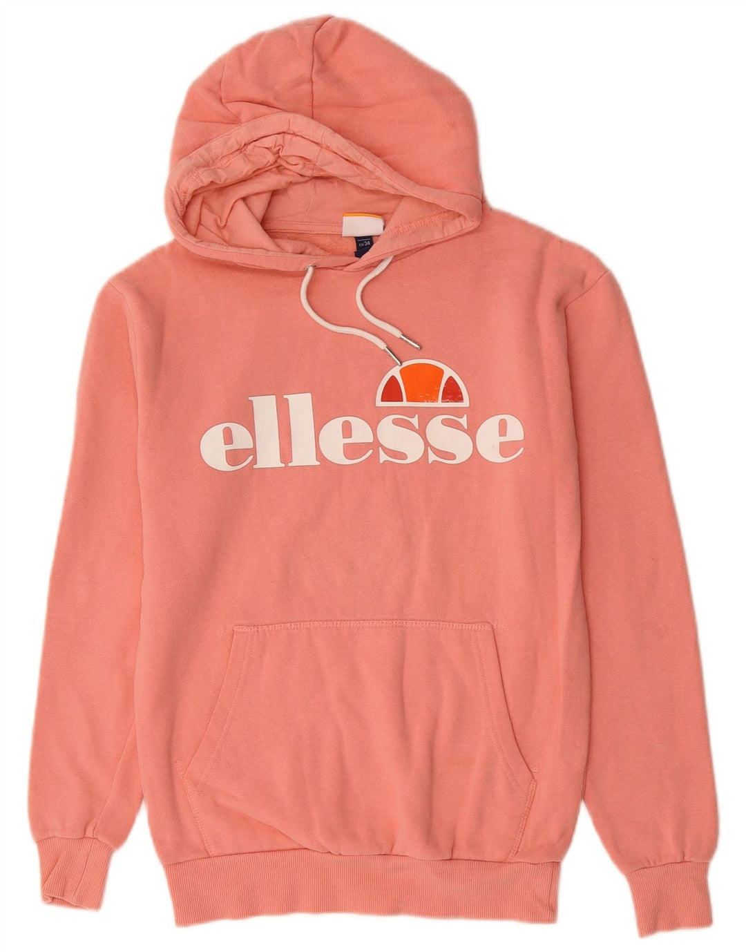 ELLESSE Felpa con cappuccio grafica da donna UK 6 XS Cotone rosa