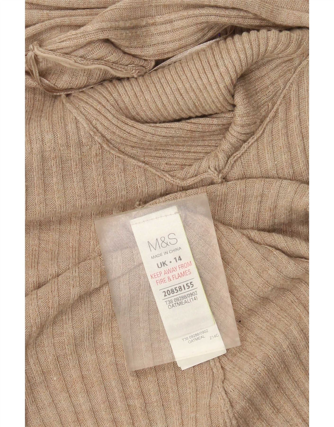 Maglione cardigan aperto lungo da donna Marks & Spencer UK 14 Beige medio
