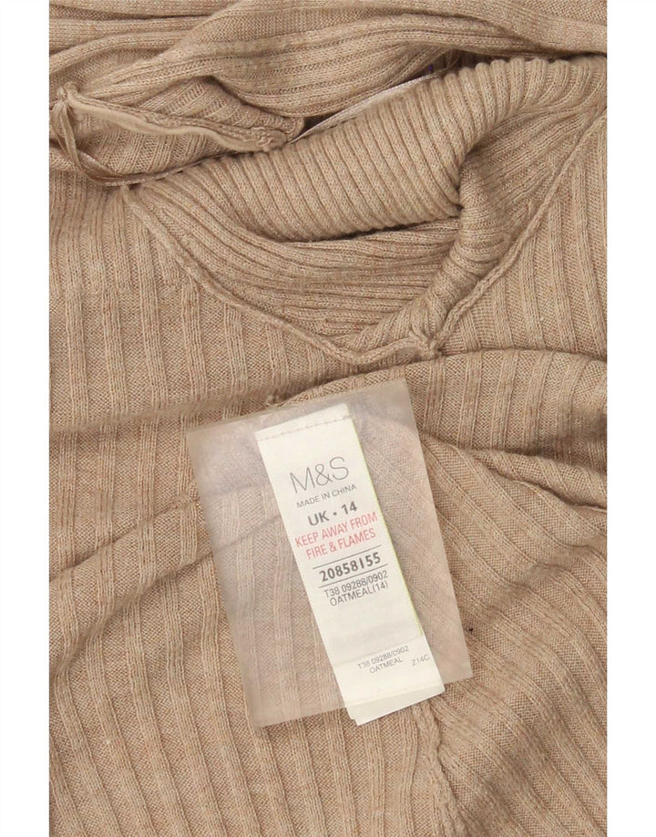 Maglione cardigan aperto lungo da donna Marks & Spencer UK 14 Beige medio