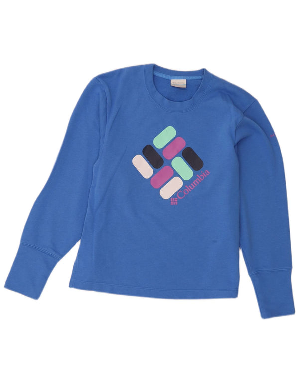 Maglietta grafica da donna Columbia manica lunga UK 6 XS cotone blu