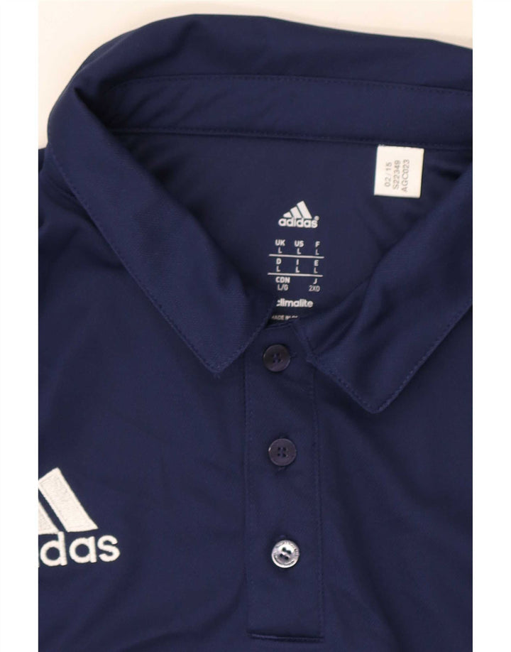 Polo Adidas Climalite da uomo grande in poliestere blu navy