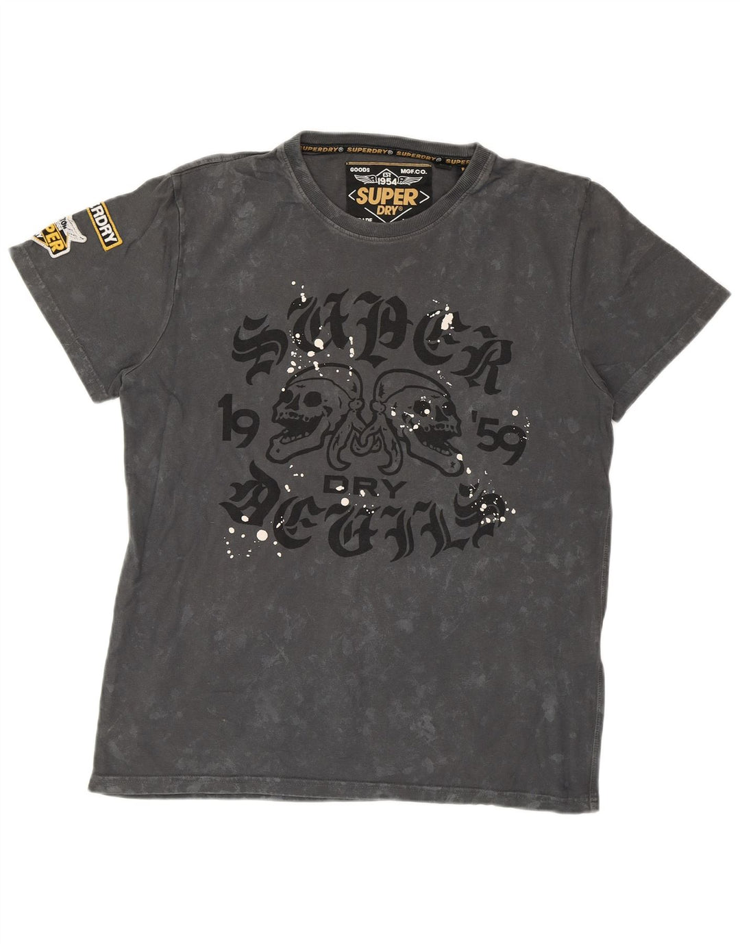 T-shirt grafica da uomo SUPERDRY Top grande grigio tie dye