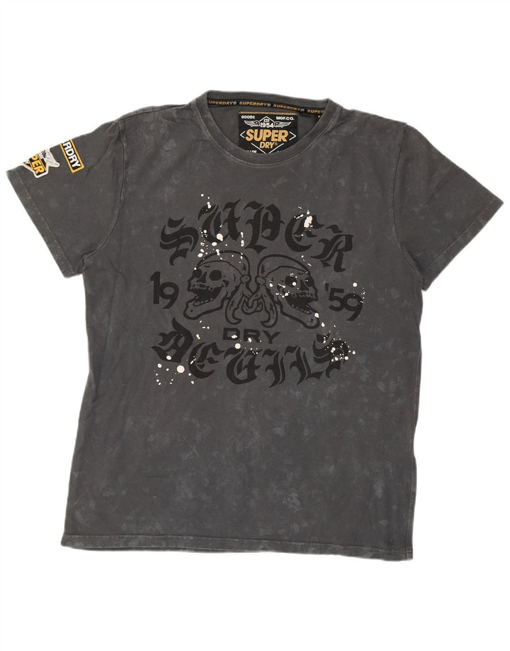 T-shirt grafica da uomo SUPERDRY Top grande grigio tie dye