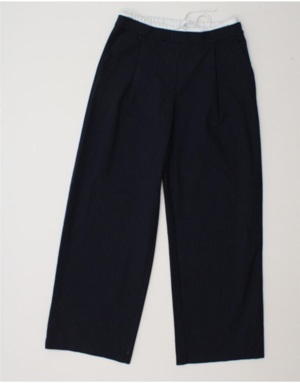 Pantaloni Zara da donna a vita alta a gamba larga piccoli W27 L29 a righe blu navy