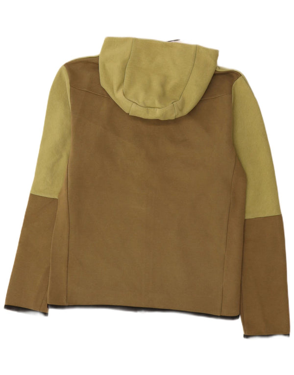 Felpa con cappuccio e zip da uomo Nike Small in cotone color block kaki