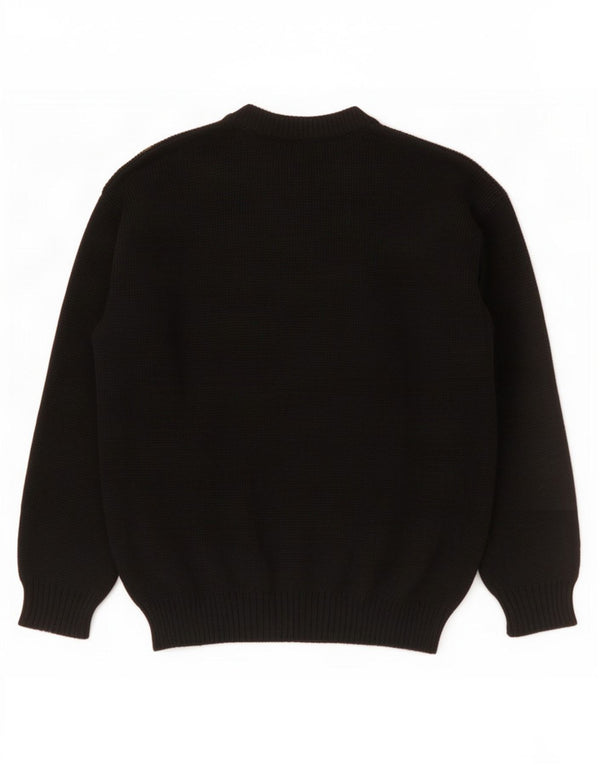 Maglione maglione girocollo da donna vintage UK 14 Novità in acrilico nero medio