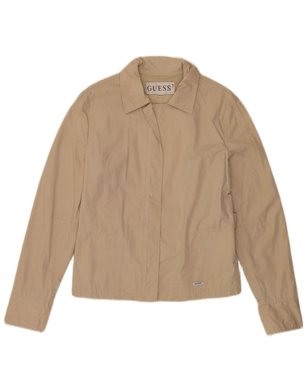 Guess Womens Bomber Jacket UK 14 Medium Beige Cotton