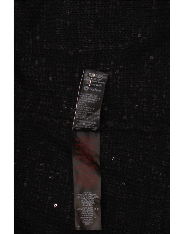 Maglione cardigan da donna Marks & Spencer UK 14 Grande poliestere screziato nero