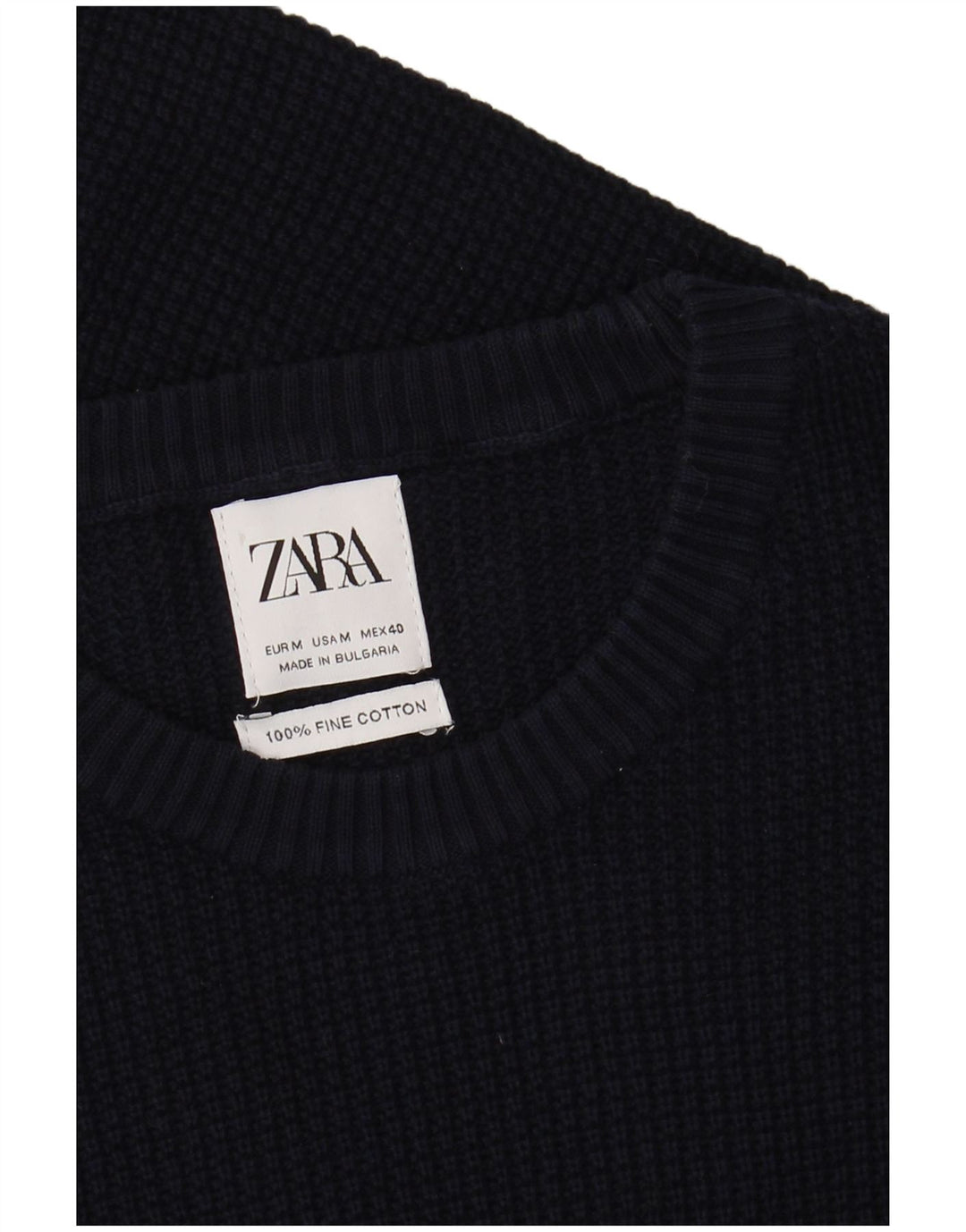 Maglione maglione girocollo da uomo Zara in cotone blu navy medio