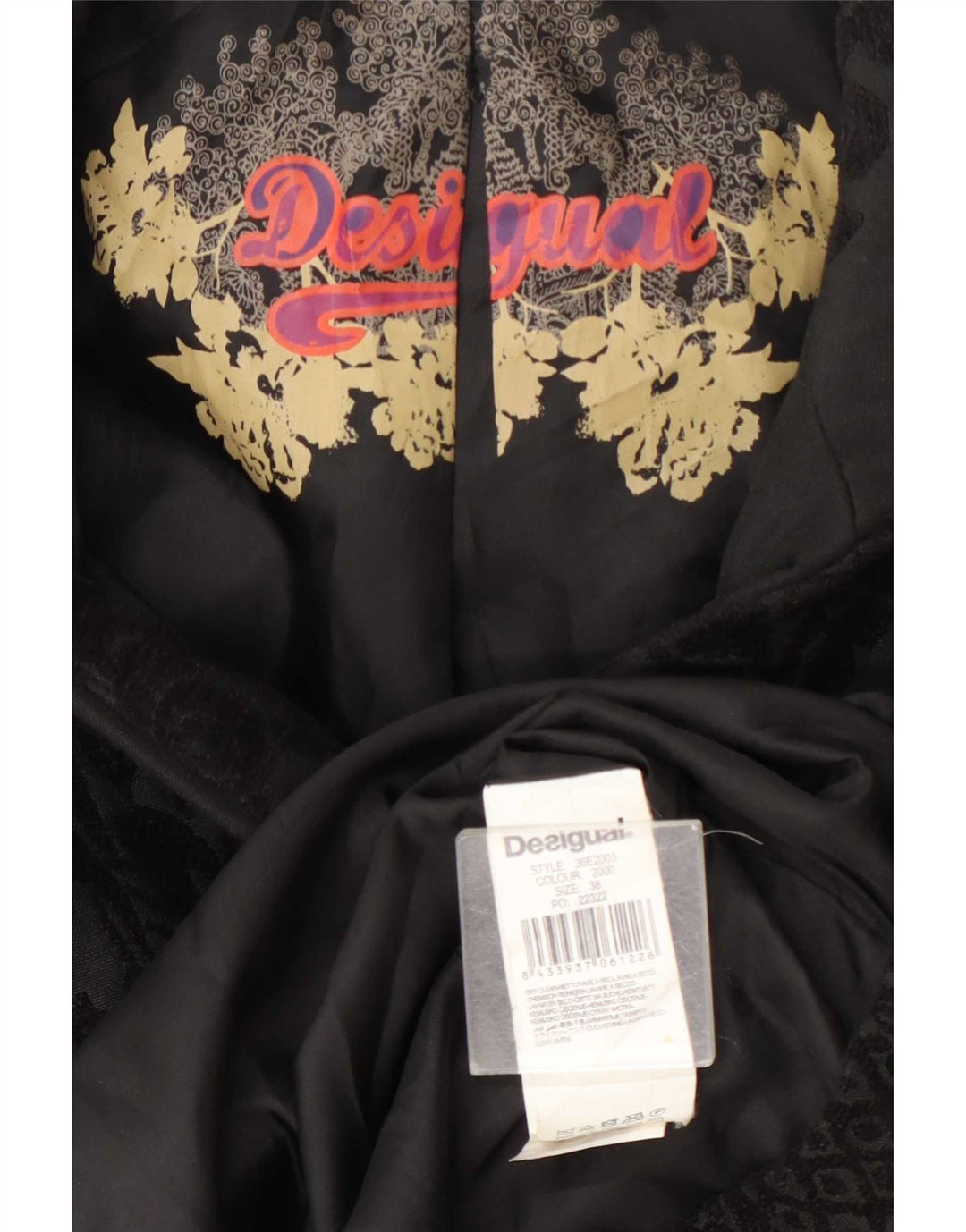 Cappotto da donna Desigual EU 38 poliestere floreale nero medio