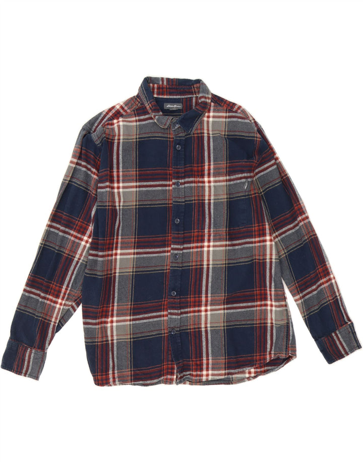EDDIE BAUER Mens Flannel Shirt 2XL Blue Check Cotton Vintage Eddie Bauer and Second-Hand Eddie Bauer from Messina Hembry 