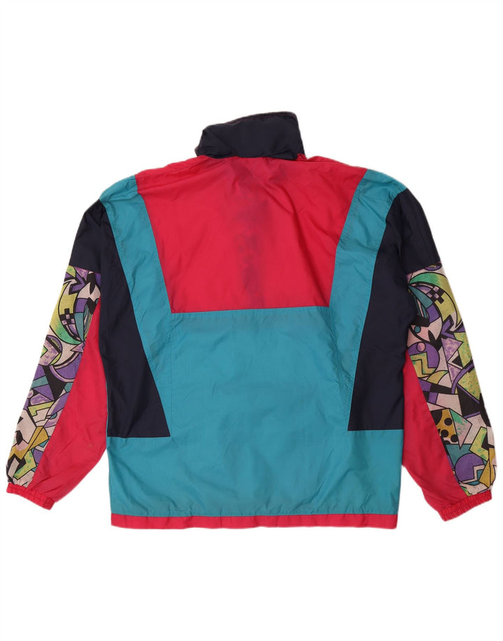 Giacca antipioggia con cappuccio da uomo VINTAGE UK 38 Medium multicolore geometrica