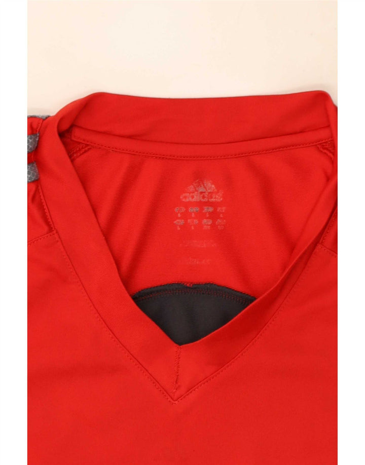 T-shirt Adidas da uomo Top Large in poliestere color block rosso