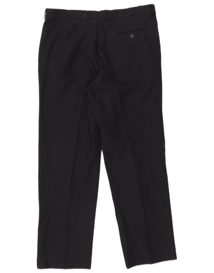 Pantaloni chino dritti da uomo Marks & Spencer W34 L29 poliestere blu navy